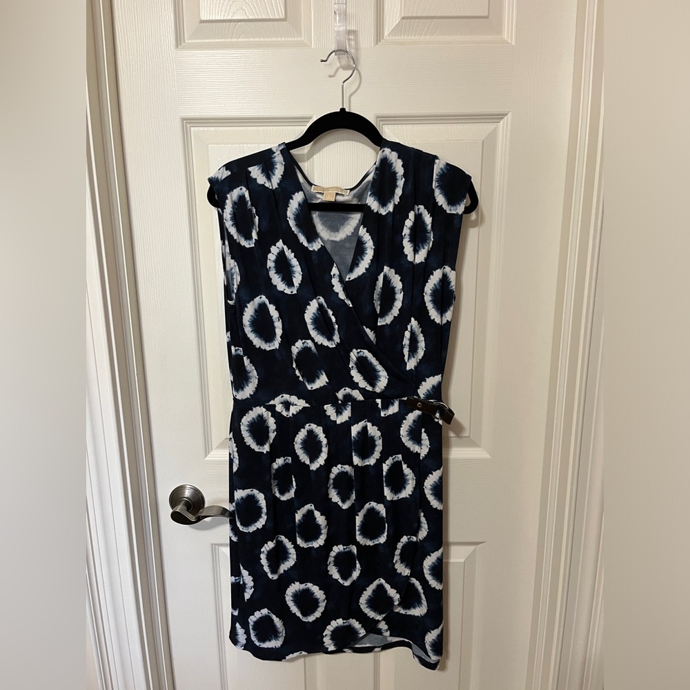Navy and white Michael Kors wrap dress